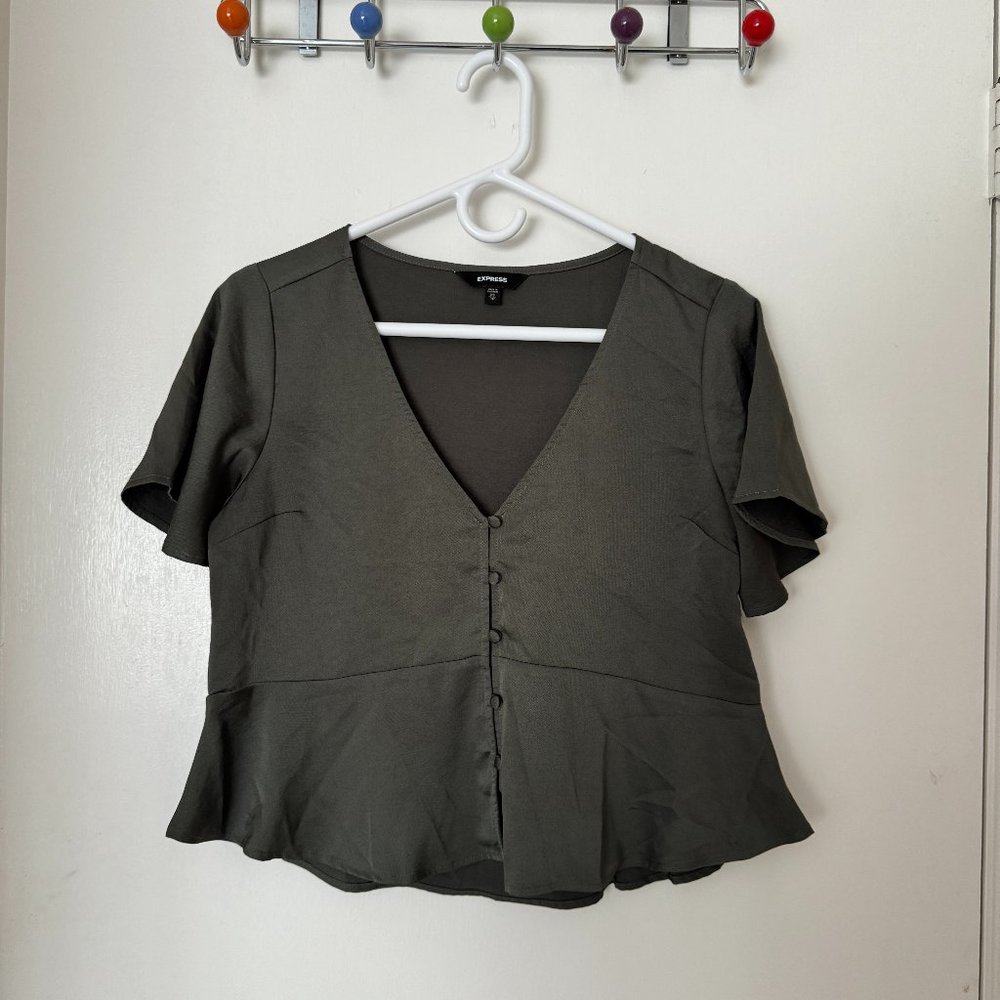 Express Flutter Sleeve Button Up Blouse